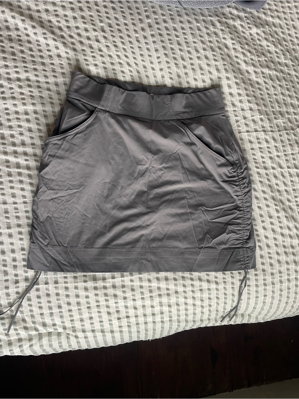 Columbia Gray Drawstring Ruched Mini Skirt